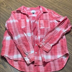 Soft thin red and white flannel